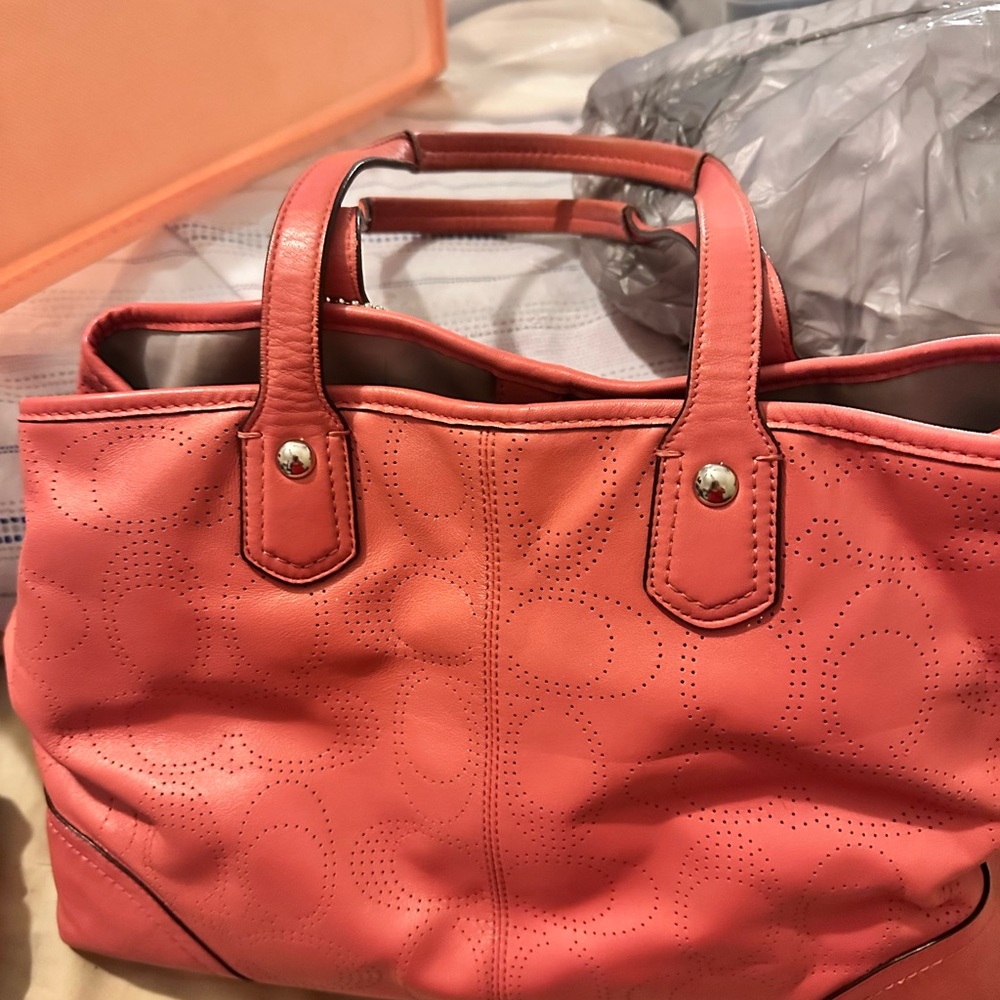 COACH pink peach color handbag VALENTINES DAY purse bag tote